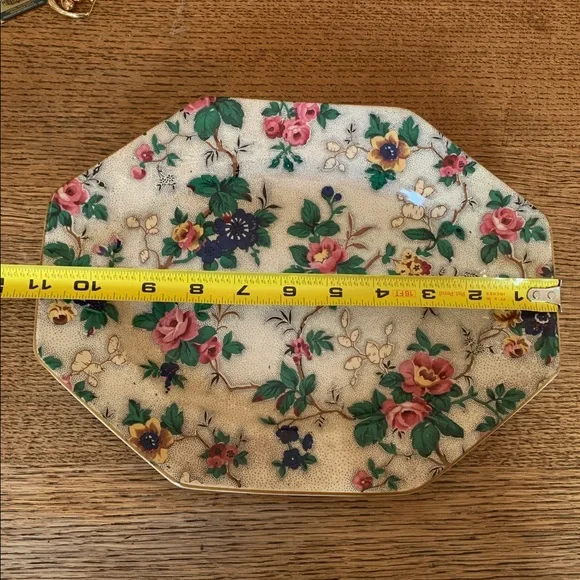 Rare Vintage Royal Ducal gorgeous primrose and roses oblong octagon serving tray - Picture 3 of 8